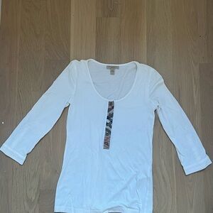 Burberry White top with Patterned Accent